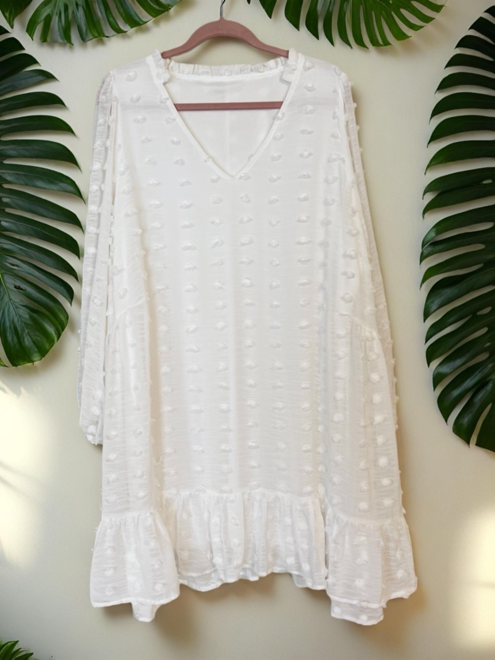 White Swiss Dot Ruffle Lined Light and Airy Summer Dress